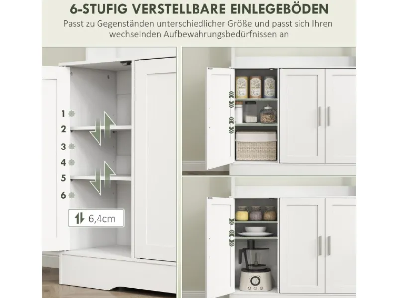HOMCOM Küchenschrank Spanplatte MDF 108L x 35B x 180H cm Weiß