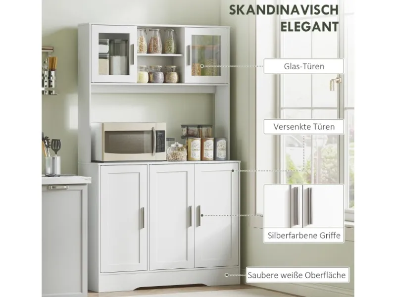 HOMCOM Küchenschrank Spanplatte MDF 108L x 35B x 180H cm Weiß