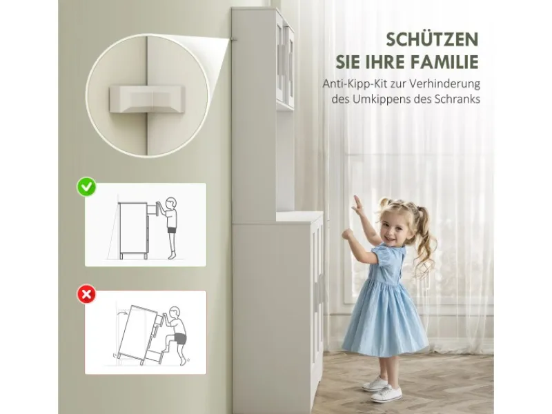 HOMCOM Küchenschrank Spanplatte MDF 108L x 35B x 180H cm Weiß