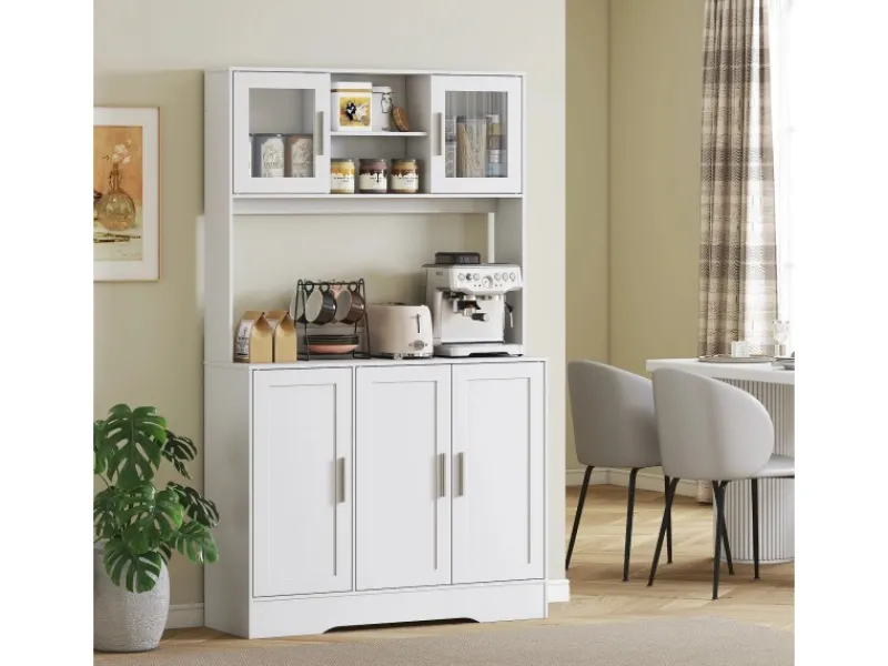 HOMCOM Küchenschrank Spanplatte MDF 108L x 35B x 180H cm Weiß