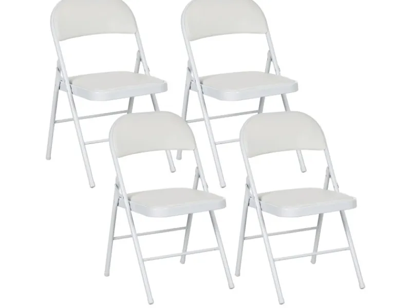 Outlet HOMCOM Klappstuhl Stahl Kunstleder 46L x 45B x 78H cm Weiß