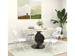 Outlet HOMCOM Klappstuhl Stahl Kunstleder 46L x 45B x 78H cm Weiß