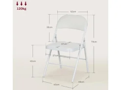 Outlet HOMCOM Klappstuhl Stahl Kunstleder 46L x 45B x 78H cm Weiß