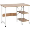 Online HOMCOM Klapptisch Mobiler Computertisch mit Rollen MDF Natur 107 x 55 x 76 cm