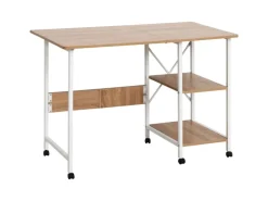 Online HOMCOM Klapptisch Mobiler Computertisch mit Rollen MDF Natur 107 x 55 x 76 cm