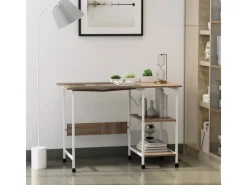 Online HOMCOM Klapptisch Mobiler Computertisch mit Rollen MDF Natur 107 x 55 x 76 cm