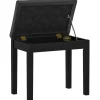 Discount HOMCOM Klavierbank Gummiholz Kunstleder 55L x 34B x 50H cm Schwarz