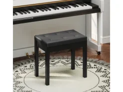 Discount HOMCOM Klavierbank Gummiholz Kunstleder 55L x 34B x 50H cm Schwarz
