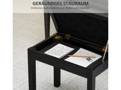 Discount HOMCOM Klavierbank Gummiholz Kunstleder 55L x 34B x 50H cm Schwarz