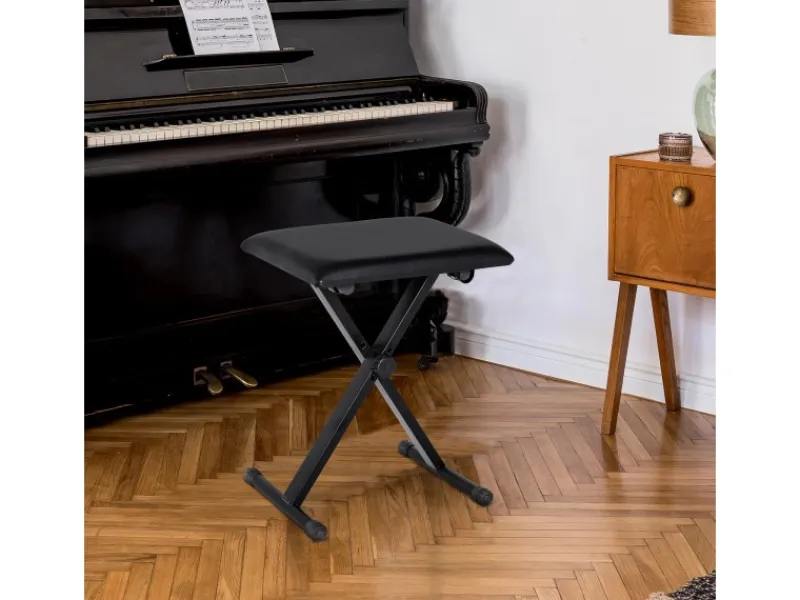 Hot HOMCOM Klavierhocker Höhenverstellbar Zusammenklappbar Schwarz 39 x 29 x 37-47cm