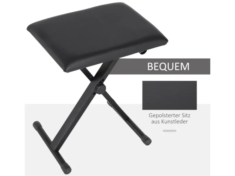 Hot HOMCOM Klavierhocker Höhenverstellbar Zusammenklappbar Schwarz 39 x 29 x 37-47cm