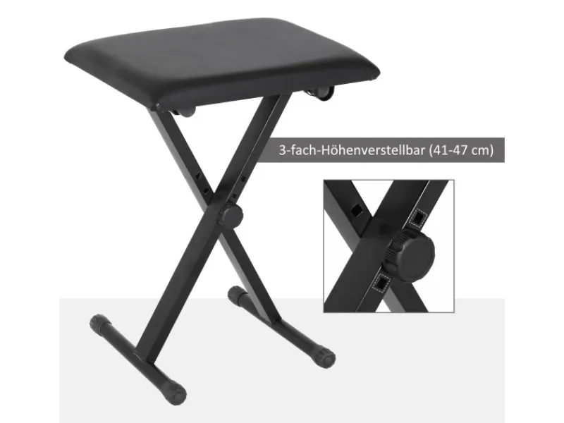 Hot HOMCOM Klavierhocker Höhenverstellbar Zusammenklappbar Schwarz 39 x 29 x 37-47cm