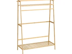 HOMCOM Kleiderständer mit Kleiderhaken Bambus Naturholz 114L x 40B x 139H cm