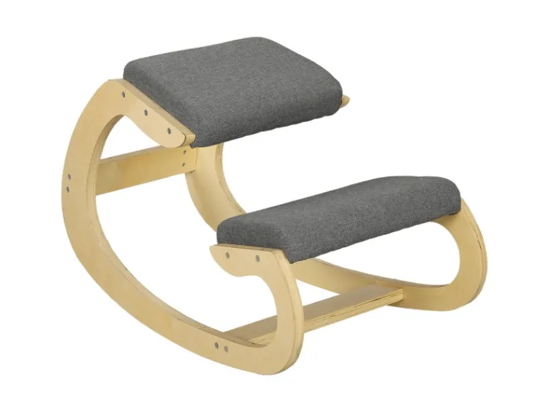 HOMCOM Kniestuhl für Homeoffice Buchenholz Grau 54,5L x 85B x 54H cm