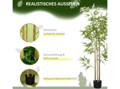 Hot HOMCOM Künstliche Pflanze Kunststoff Metall Ø15 x 180H cm