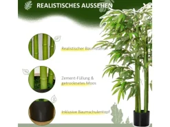 HOMCOM Künstliche Pflanze Seidentuch Kunststoff 17L x 17B x 140H cm