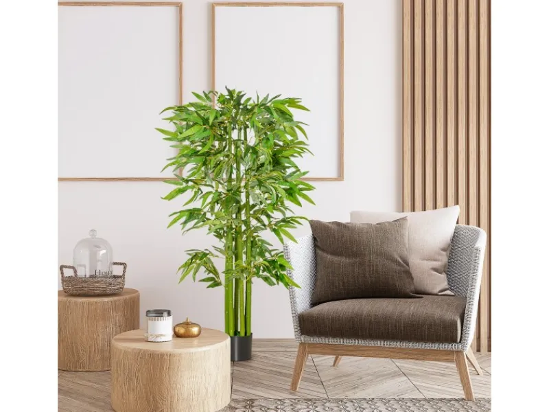 HOMCOM Künstliche Pflanzen 160 cm Bambus mit Kunststofftopf