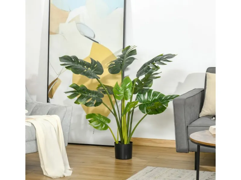 Outlet HOMCOM Künstliche Pflanzen 110 cm mit Kunststofftopf