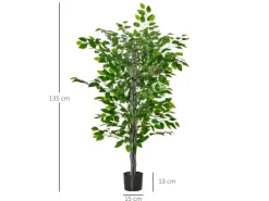 HOMCOM Künstlicher Ficusbaum Kunststoff Zement 15L x 15B x 135H cm