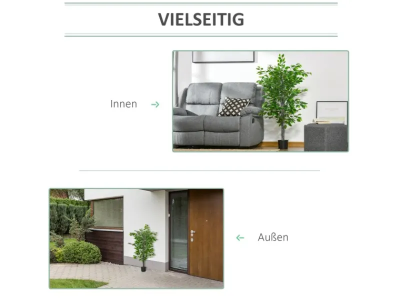 HOMCOM Künstlicher Ficusbaum Kunststoff Zement 15L x 15B x 135H cm