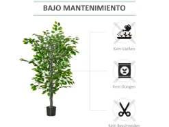 HOMCOM Künstlicher Ficusbaum Kunststoff Zement 15L x 15B x 135H cm