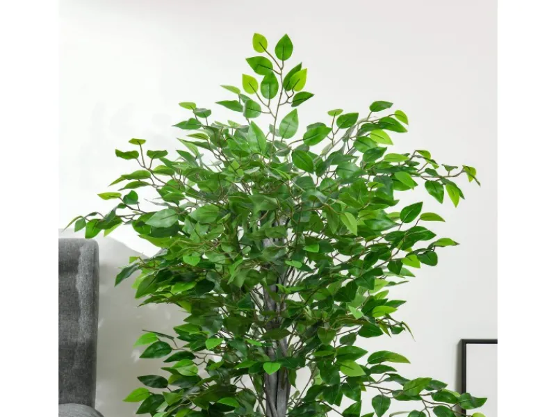 HOMCOM Künstlicher Ficusbaum Kunststoff Zement 15L x 15B x 135H cm