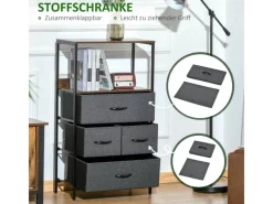 HOMCOM Kommode mit 4 Schubladen Aufbewahrungsschrank Kommodenschrank Schwarz