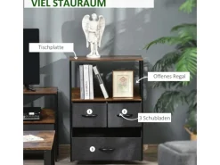 Best HOMCOM Kommode mit 3 Schubladen Aufbewahrungsschrank Kommodenschrank Schwarz