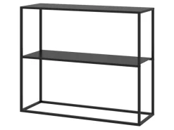 HOMCOM Konsolentisch mit 2 Ebenen Kippschutz Stahl 90 x 30 x 75 cm Schwarz