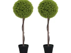 HOMCOM Kunstpflanze 2er-Set Kunststoff Zement Ø28 x 90 cm