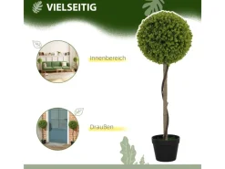 HOMCOM Kunstpflanze 2er-Set Kunststoff Zement Ø28 x 90 cm