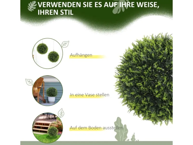 HOMCOM Kunstpflanze 2er-Set Kunststoff 45L x 45B x 45H cm