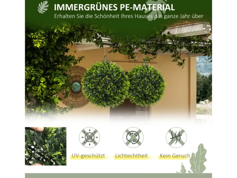 HOMCOM Kunstpflanze 2er-Set Kunststoff 45L x 45B x 45H cm