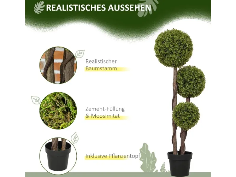 Sale HOMCOM Kunstpflanze Kunststoff Zement 19,5L x 19,5B x 115H cm