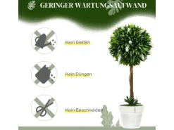 HOMCOM Kunstpflanze Kunststoff Zement Weiß 14,5L x 14,5B x 60H cm