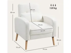 Discount HOMCOM Loungesessel Sessel mit Lendenkissen Gepolstert Polstersessel Weiß