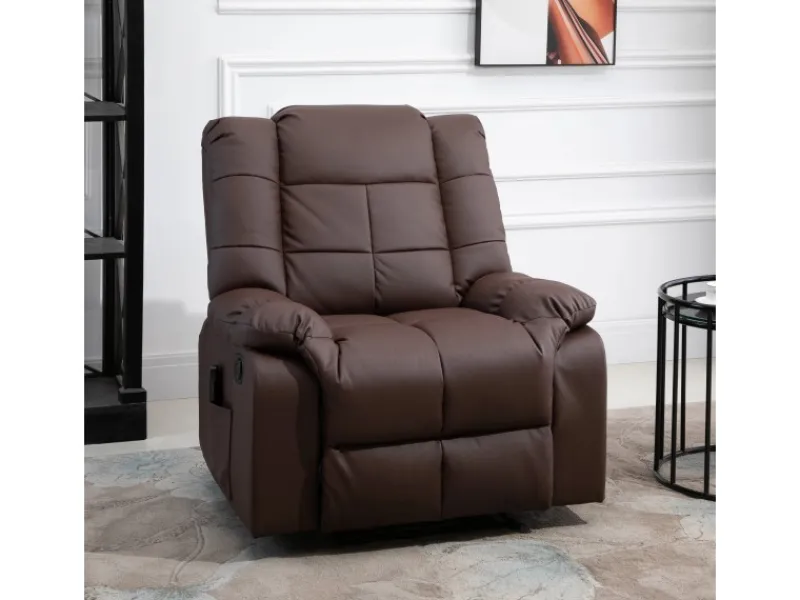 Sale HOMCOM Massagesessel Elektrisch Kunstleder Holz Stahl Braun 94 x 99 x 99 cm