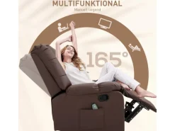 Sale HOMCOM Massagesessel Elektrisch Kunstleder Holz Stahl Braun 94 x 99 x 99 cm