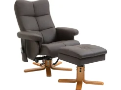 HOMCOM Massagesessel mit Fußhocker 145 Grad Neigbar Braun 80 x 86 x 99 cm