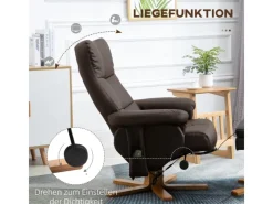 HOMCOM Massagesessel mit Fußhocker 145 Grad Neigbar Braun 80 x 86 x 99 cm