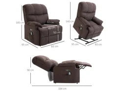 Discount HOMCOM Massagesessel Polyester Holz Metall Schaumstoff Braun 83B x 95T x 105H cm