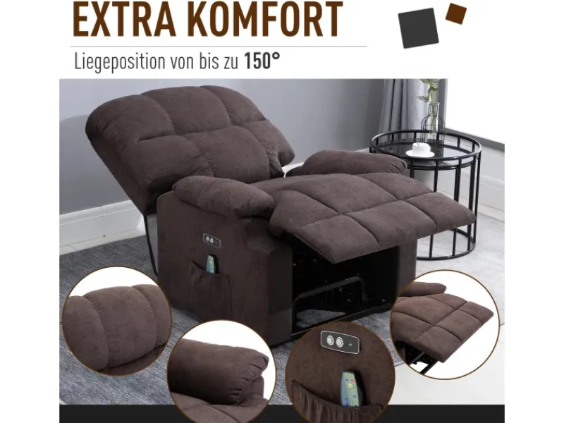 Discount HOMCOM Massagesessel Polyester Holz Metall Schaumstoff Braun 83B x 95T x 105H cm