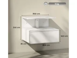 Sale HOMCOM Nachttisch Hängend Beistelltisch für Schlafzimmer Wohnzimmer