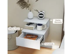 Sale HOMCOM Nachttisch Hängend Beistelltisch für Schlafzimmer Wohnzimmer