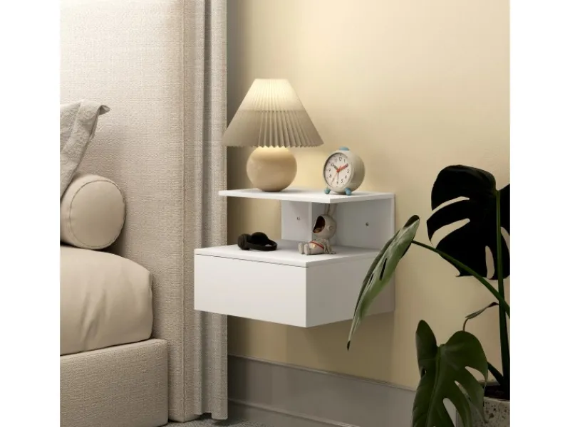 Sale HOMCOM Nachttisch Hängend Beistelltisch für Schlafzimmer Wohnzimmer