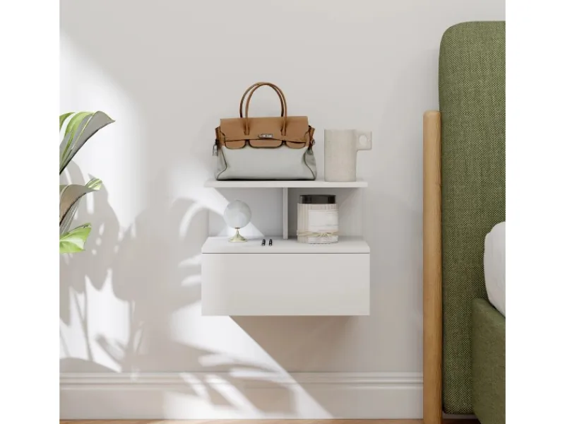 Sale HOMCOM Nachttisch Hängend Beistelltisch für Schlafzimmer Wohnzimmer