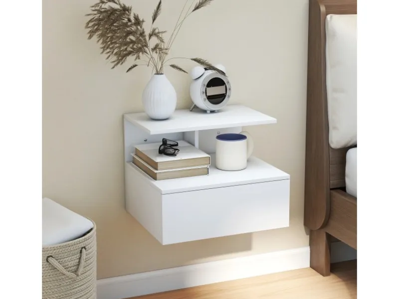 Sale HOMCOM Nachttisch Hängend Beistelltisch für Schlafzimmer Wohnzimmer