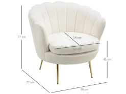 HOMCOM Polstersessel Polyester Schaumstoff Weiß 79L x 77B x 77H cm