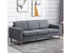 New HOMCOM Polstersofa mit Kissen Armlehne Leinen 200 x 82 x 78 cm