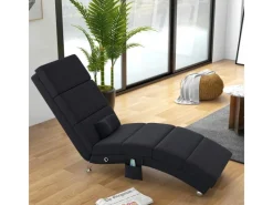 Outlet HOMCOM Relaxliege mit Massagefunktion Polyester Stahl 168L x 56B x 84H cm Schwarz